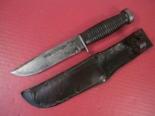 Wwii Us Army Case 337 - 6 " Q Fighting Knife W/leather Handle & Scabbard - 1
