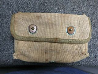 Wwii Us Army Shotgun Shell Ammo Pouch - Marked “j.  Q.  M.  D.  1943” - Guaranteed