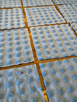 15 Vintage Chenille 7” Baby Blue Pops Bedspread Quilt Squares