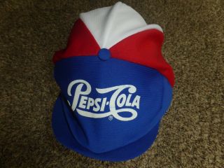 Vtg Pepsi Cola Red White Blue Snapback Newsboy Paperboy Made In Usa Cap Hat
