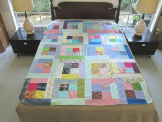 Small " Quilt " With No Batting Or Quilting,  Cotton Fabrics,  Machine Pieced