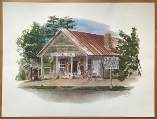 Signed,  Limited - Edition Lithograph Of The Old Sautee Store,  Georgia
