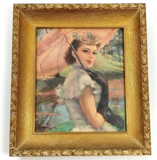 Pal Fried Lady With Pink Parasol Vintage 1950 