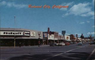 Redwood City,  Ca Broadway Avenue Looking East From The Historic El Camino Real