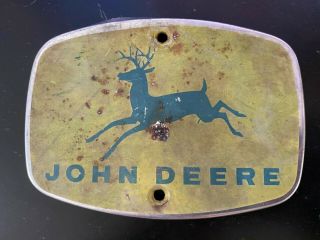 Vintage 1956 John Deere Green Logo Tractor Metal Emblem