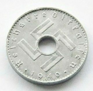 German Coin 5 Pfennig 1940 A Reichskreditkassen Military Swastika 3rd Reich Ww2