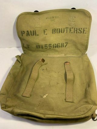 Ww2 Wwii Us Army M1936 Musette Bag Atlas Co 1942 Marked With Id To Lt.