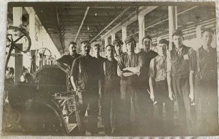 Vintage Real Photo Postcard Rppc Flint Ford Model T Plant Workers 1909