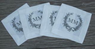 Mm Monogrammed Linen Cocktail Napkins Set Of 4 Gh Interiors Made In Russia