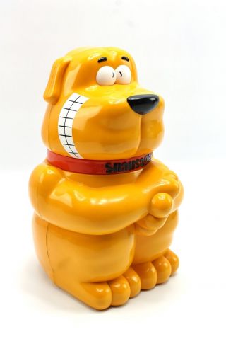 Vintage Talking Snausages Doggie Treat Biscuit Cookie Jar Container 1991 Quaker