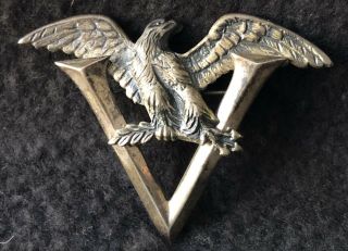 Sterling Silver Wwii Era V For Victory Lapel Pin American Usa Military Eagle