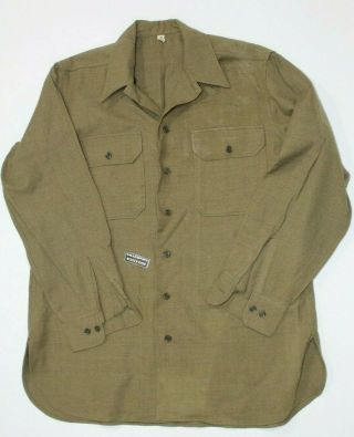 U.  S.  Ww2 Army M37 Wool Shirt W/ Gas Flap Size 16 X 33