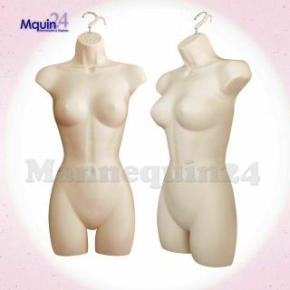 One Female Torso Mannequin - Flesh Women Hanging Dress Body Form