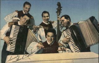 Music/performer Frankie Yankovic And His Yanks,  Autograph Linen Postcard Vintage