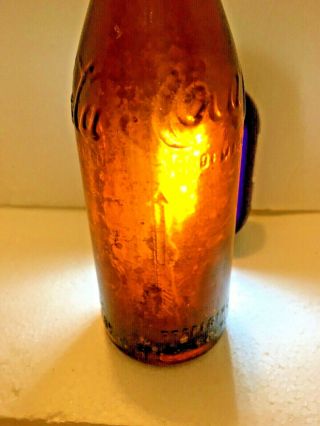 Coca - Cola Amber Straight Sided Bottle From Memphis,  Tenn.  With Vertical Arrows