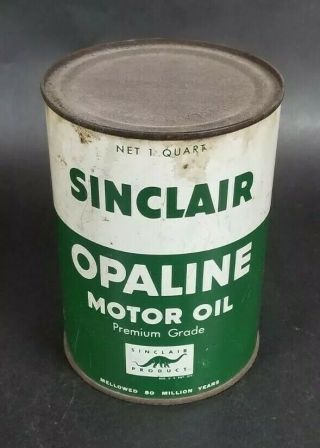 Vintage Sinclair Opaline Motor Oil Metal Quart Can Green.  Full
