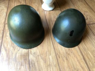 Wwii Korean War Us M1 Combat Helmet Front Seam Fixed Bale Steel Pot Id’d W/liner