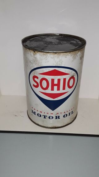 Sohio Premium Quality Motor Oil - One Quart Can - Metal Can - Top Opened