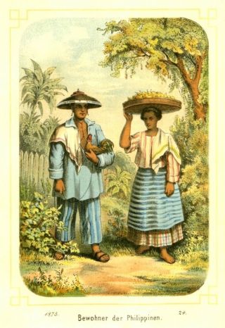 Philippines,  People In Costumes,  Gamecock,  Cockfight,  Lithography 1875