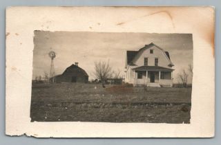 Farm House Barn & Windmill Salem Sd Photo Rppc Mccook County South Dakota 1914