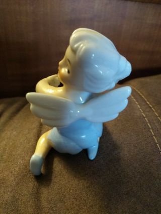 Pair Vintage Pixie/Angel/Cherub Candle Hugger Holder Ceramic Opalescent Japan 3