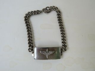 1943 Locketag Sterling Silver WWII US Army Air Force ID Bracelet 2