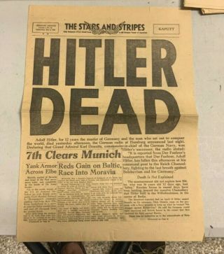 German Edition " Hitler Dead " The Stars And Stripes May 2,  1945