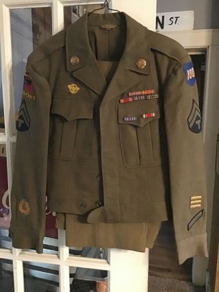 Wwii Us 100th Infantry 12th Armored Division Ike Jacket And Pants Id’d