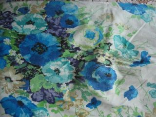 2 panels vintage floral curtain/drape pinch pleated vinyl backed 2
