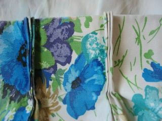 2 panels vintage floral curtain/drape pinch pleated vinyl backed 3