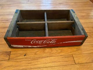 Vintage Coca - Cola Wooden Coke Red Soda Pop Crate Carrier Box Case Wood