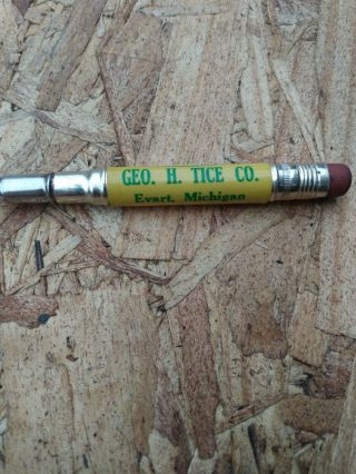JOHN DEERE Bullet Pencil 4 - Leg Deer Geo.  H Tice Co.  Evart Michigan Great Eraser 3