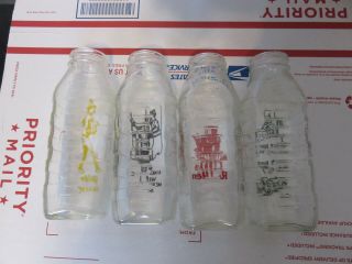 4 Vintage Samuel Callet Co Glass Baby Bottles Nursery Rhymes Childrens Story 2