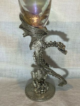 Pewter And Glass Dragon Wine Glass Goblet