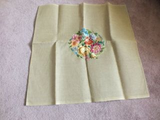 Vintage Needlepoint Canvas Floral 27 X 27 " Canvas Only
