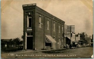1910s La Cygne,  Kansas Rppc Real Photo Postcard " Main Street Looking North "