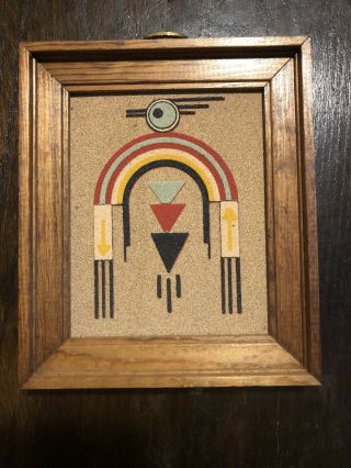 Vintage Tesuque Thunderbird Sand Paintings 7 Inches X 6 Inches
