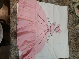 Vintage Hand Made/embroidered Dutch Girl Set Of 2 Pillow Cases Shams Pink/white