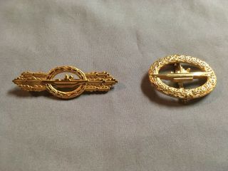 Set Of (2) Contemporary German Naval Wwii U - Boat Service Badges