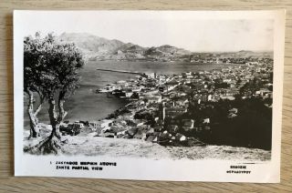 Vintage Real Photo Postcard Rppc Greece Zante Zakynthos ΖΑΚΥΝΘΟΣ Partial View