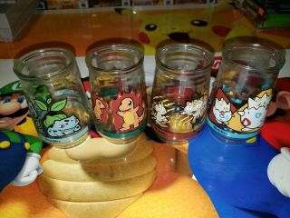 Welch ' s Pokemon Jelly jar glasses,  2,  3,  4 and 9 Nintendo 1999 vtg 2