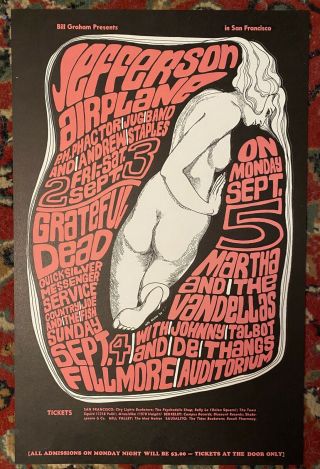 Bg 26 Grateful Dead Jefferson Airplane 1966 Fillmore Wes Wilson Poster