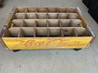 Vintage Coca - Cola Bottle Coke Crate On Wheels Artist Tray