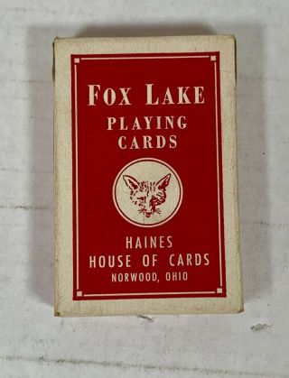 Vintage Fox Lake Playing Cards - Red Aviator Bridge Back Deck - Throwing Cards
