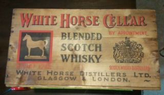 Vintage White Horse Cellar Scotch Whisky Wooden Crate Box Distillery