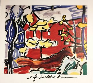 Roy Lichtenstein Signed Red Barn Through The Trees Print