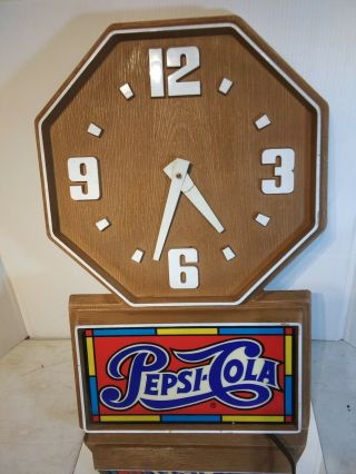 Vintage Pepsi Cola Clock Electric Promo Display Unique Hexagon