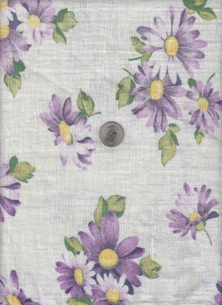 Vintage Feedsack Purple White Daisy Floral Feed Sack Quilt Sewing Fabric