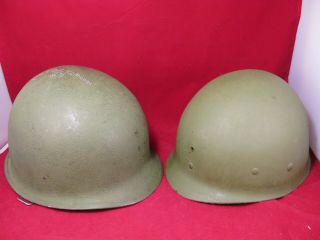 Wwii U.  S.  M1 Front Seam Swivel Bale Gi Helmet W/ Westinghouse 1952 Korea Liner