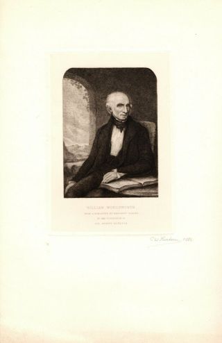 Charles William Sherborn Signed Etching Of William Wordsworth,  1885